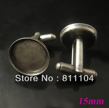

15mm Antique Silver Plated Copper Blank Circle Round Tray French Cufflinks Cuff Links DIY Jewelry Settings Findings Wholesale