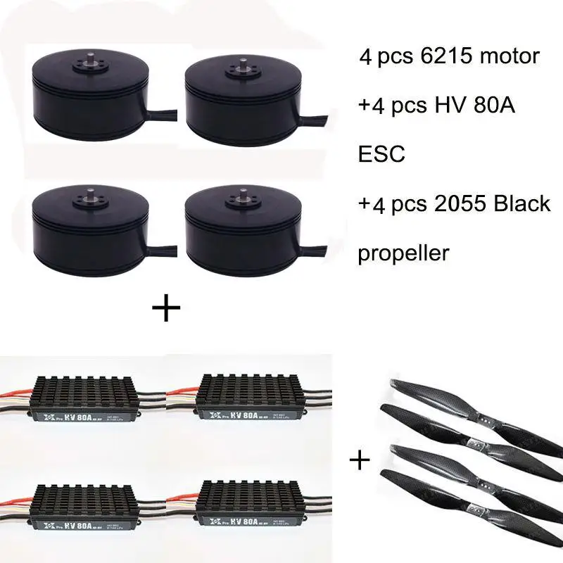 4 шт. 6215 170kv бесщеточный мотор с внешним ротором HV 80A ESC 2055 Пропеллер для