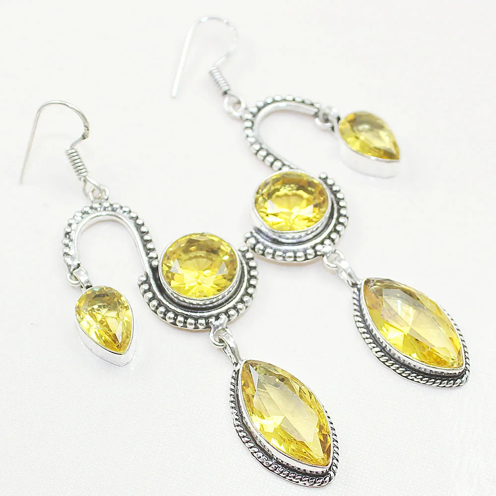 

Citrinne, 75 mm, Silver Overlay on Copper Earrings, E0477