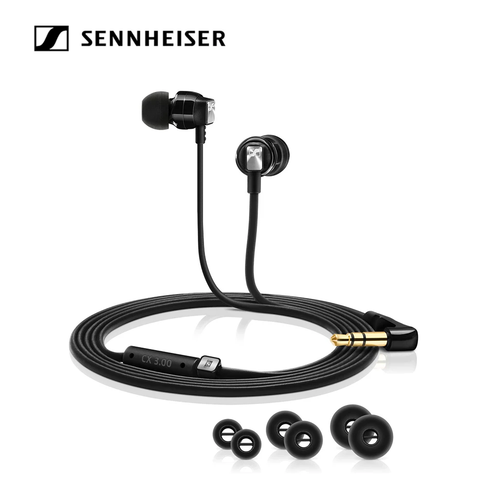 Наушники Sennheiser CX 3,00 3,5 мм наушники динамическая гарнитура стерео звук тяжелый бас с кабелем 1,2 м для телефонов Планшетные ноутбуки - Цвет: Черный