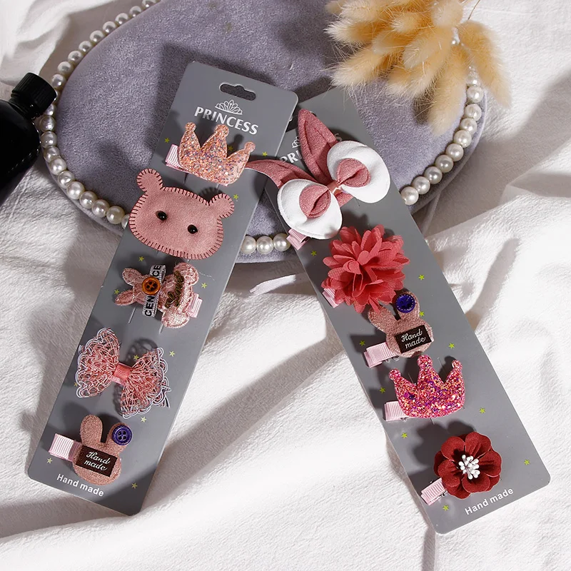 

5pcs/lot-Children's Hairpin Suit Girls' Headdress lovely Flower Cartoon Hair Ornament Princess Hair Clip