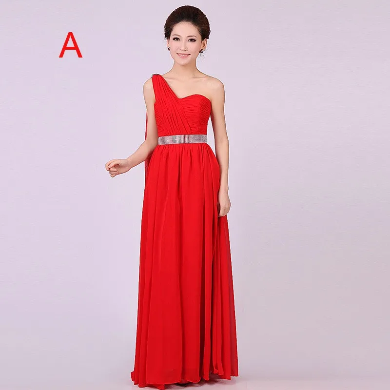 Red-Color-Strapless-Long-Floor-Length-A-line-Chiffon-Bridesmaid-Dresses-With-6-Styles (3)