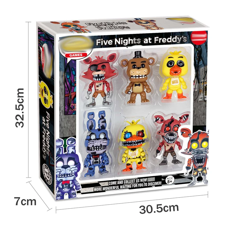 6 шт./компл. Five Nights At Freddy's Toys ПВХ фигурка FNAF кошмар Бонни и Чика Funtime Foxy Freddy 5 Fazbear Bear