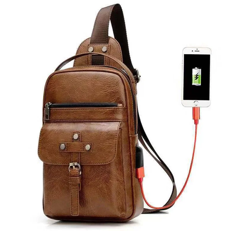 

Multifunction Crossbody Bags for Men USB Charging Chest Pack Travel Business Messengers Chest Bag Waterproof Shoulder Bag Male