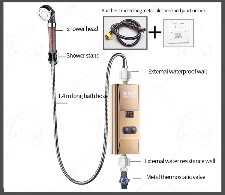 Домашнего использования мгновенный tankless Электрический водонагреватель Отопление Смеситель для душа ванна нагреватель на поток воды на
