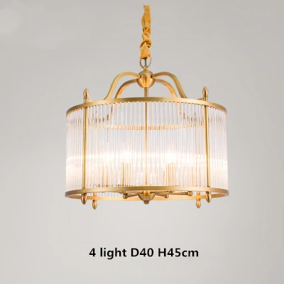 4 light D40 H45cm Американский современный декор, медная светодиодная люстра E14, блеск K9, хрустальные люстры, круглая светодиодная Подвесная лампа, роскошные осветительные приборы - Цвет абажура: 4 light D40 H45cm