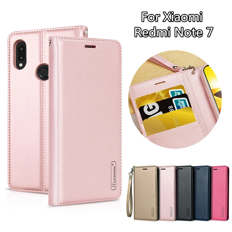 

Flip Cover Genuine Leather Bag For Xiaomi Redmi Note 7 Case Magnetic Soft TPU Back Cover With Card Slot Stand Holder Phone Case