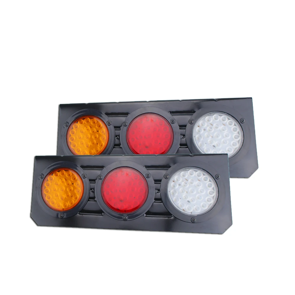 Red Yellow White 24V Car Round Tail Lights Turn Signal Light Running Rear LED Reflectors Truck Side Warning Tail Lights (6)