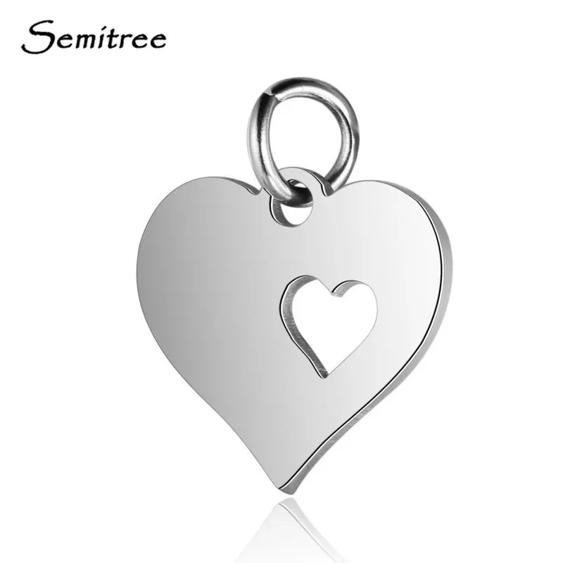 Semitree 5 шт./лот подвески из нержавеющей стали в виде сердца подвеска розового