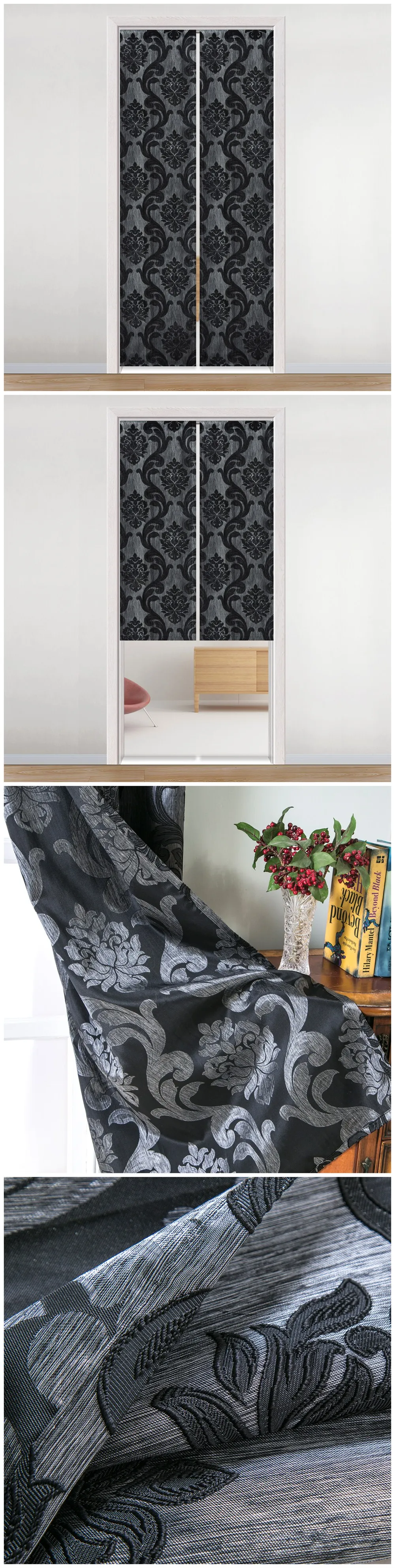 MLS-Smt303 NAPEARL Special Short Curtains For Door Rod Pocket Processing European Floral Jacquard Drops All Match Drapery Fabric Thread  (3)