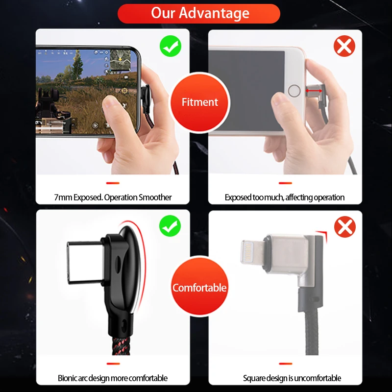 3A سريع شحن USB نوع-C كابل 90 درجة كابل يو اس بي نوع C الهواتف المحمولة USB-C كابل علامة هواوي زميله 20 Xiaomi كابلات شحن