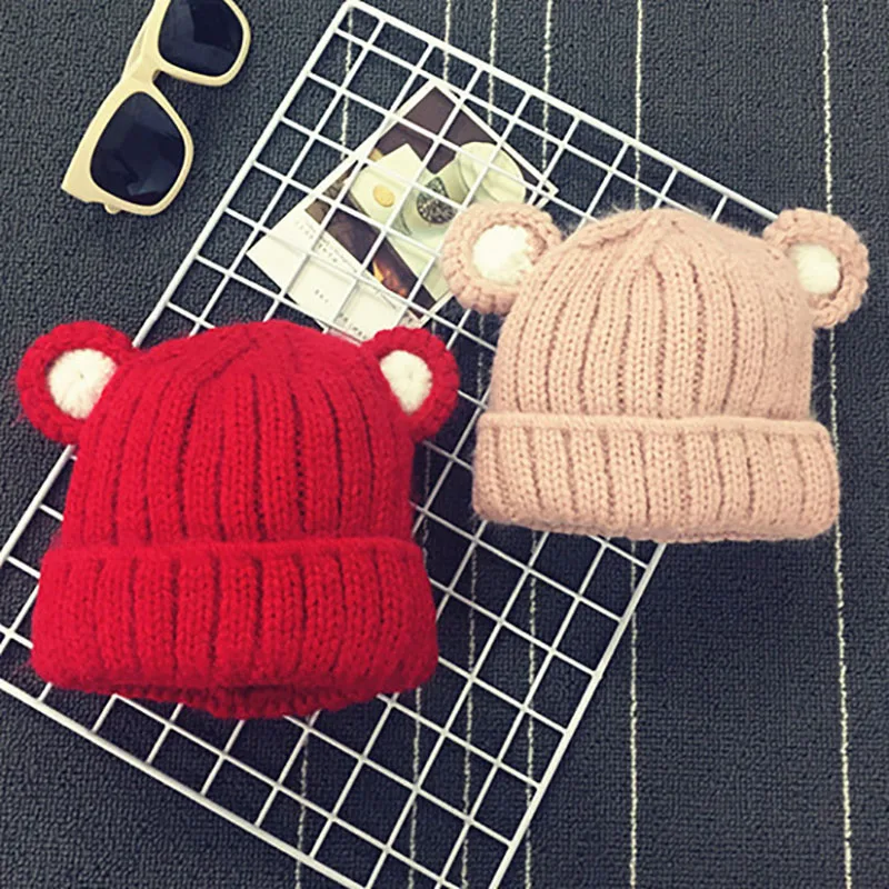 

Cute Winter Baby Hat With Ears Thicken Knitted Baby Girl Boy Hat Warm Kids Children Beanie Cap Girls Hat Casquette Enfant