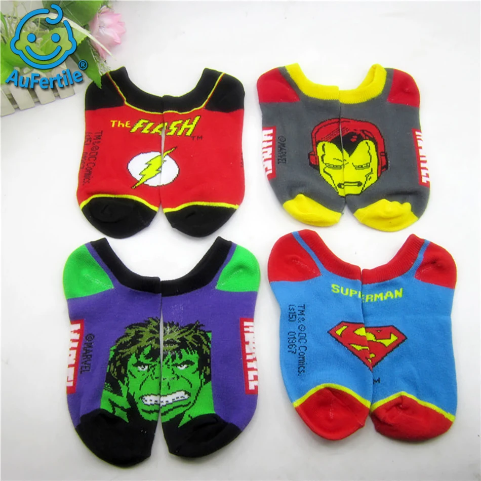 Europe And The United States Comic Hero Series Boys Socks Three-Dimensional Large Cartoon Socks Boy Shallow Mouth