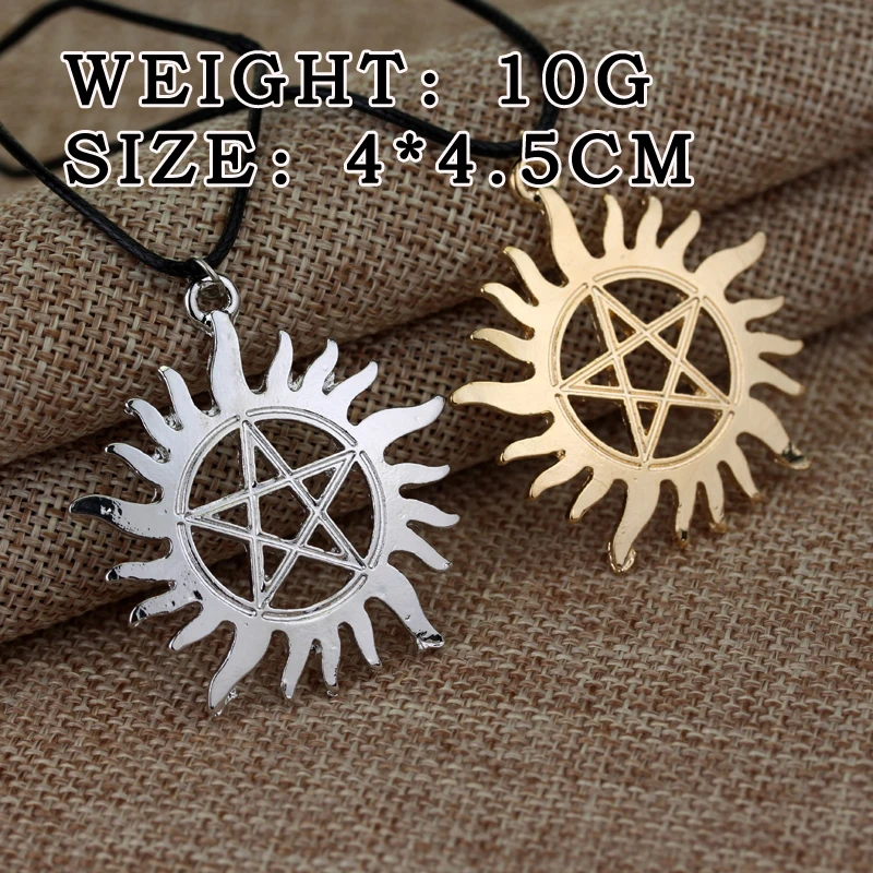 

MQCHUN Fashion TV Jewelry Supernatural Dean Sam Pentacle Pentagram Tattoo Pendant Necklace With Rope Chain For Men Women