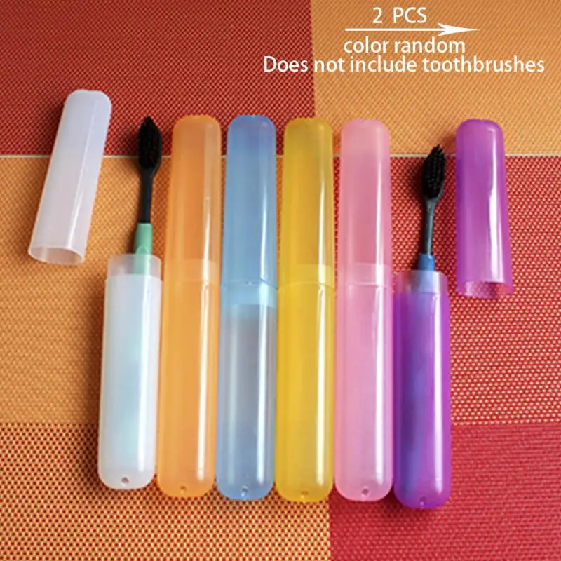 

2 pcs Dust-proof ABS Case Durable Clear Cuboid Portable Storage Box Plastic Tooth Brush Storage At Home