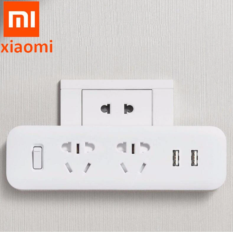 Xiaomi Mijia преобразователь питания портативный переходник для путешествий Электрический настенный AC 5 в 2.1A 2 розетки 2 USB быстрая зарядка