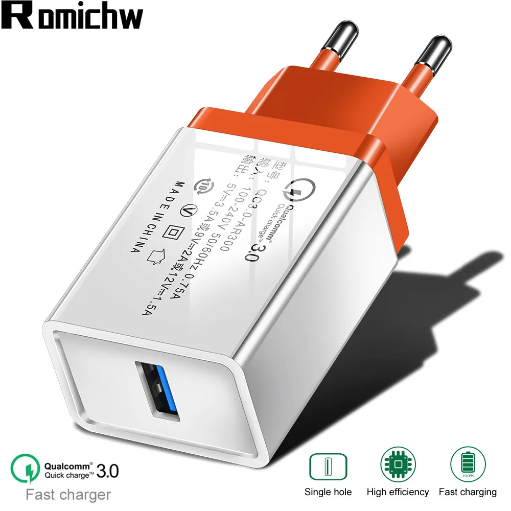 ROMICHW универсальное 3 0 А USB быстрое зарядное устройство для iPhone X samsung S10 настенное