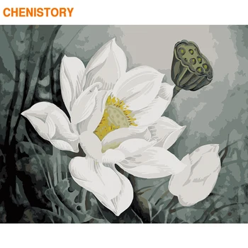 

CHENISTORY Frame Lotus DIY Painting By Numbers Acrylic Paint By Number Handpainted For Home Decor Calligraphy Painting 60x75cm