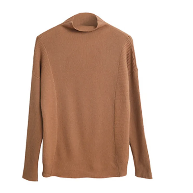 S Camel Punto Larga pink Las Hecho Delgado Cachemira Llegada De 100 Suéter Nueva Sólido Cuello Mano A Mujeres Color Alto 2xl Manga RxUAwnfq