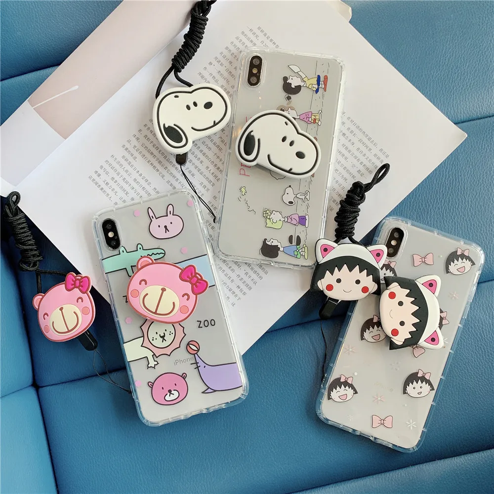 Милый многофункциональный чехол Chibi Maruko puppy Bracket lanyard Для iPhoen X XS MAX XR 6 6s 7 8 Plus