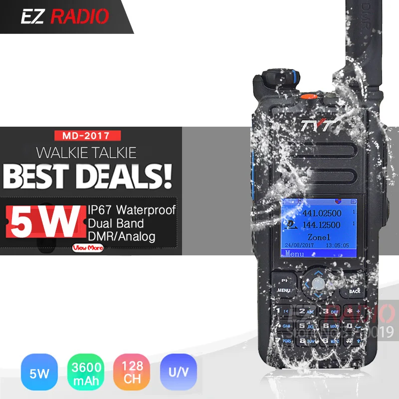 

The Best Waterproof IP67 DMR Radio Dual Band TYT MD-2017 DMR Walkie Talkie GPS Better Than Baofeng DMR DM-8HX DM-5R DM-5R Plus