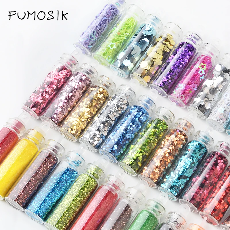 12 Bottle Nail Art Decoration Nail Sequins Glitter Thin Flakes Decorations Sets Sequins for Nails Art Flash Foils Charms Laser