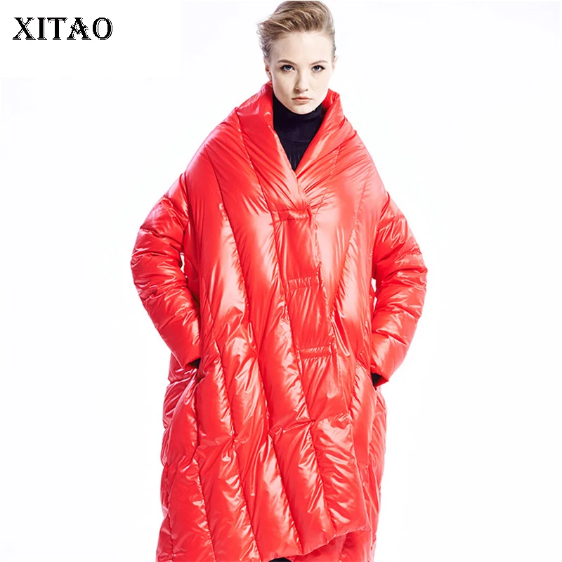 Bas Mode Europe xitao Bouton Pleine Vers Manteau Solide Black Zll1290 Manches Couleur red Nouveau Zll1290 Le Casual Asymétrique Épais Automne Femmes 2018 Couvert q4Tx5n4rS