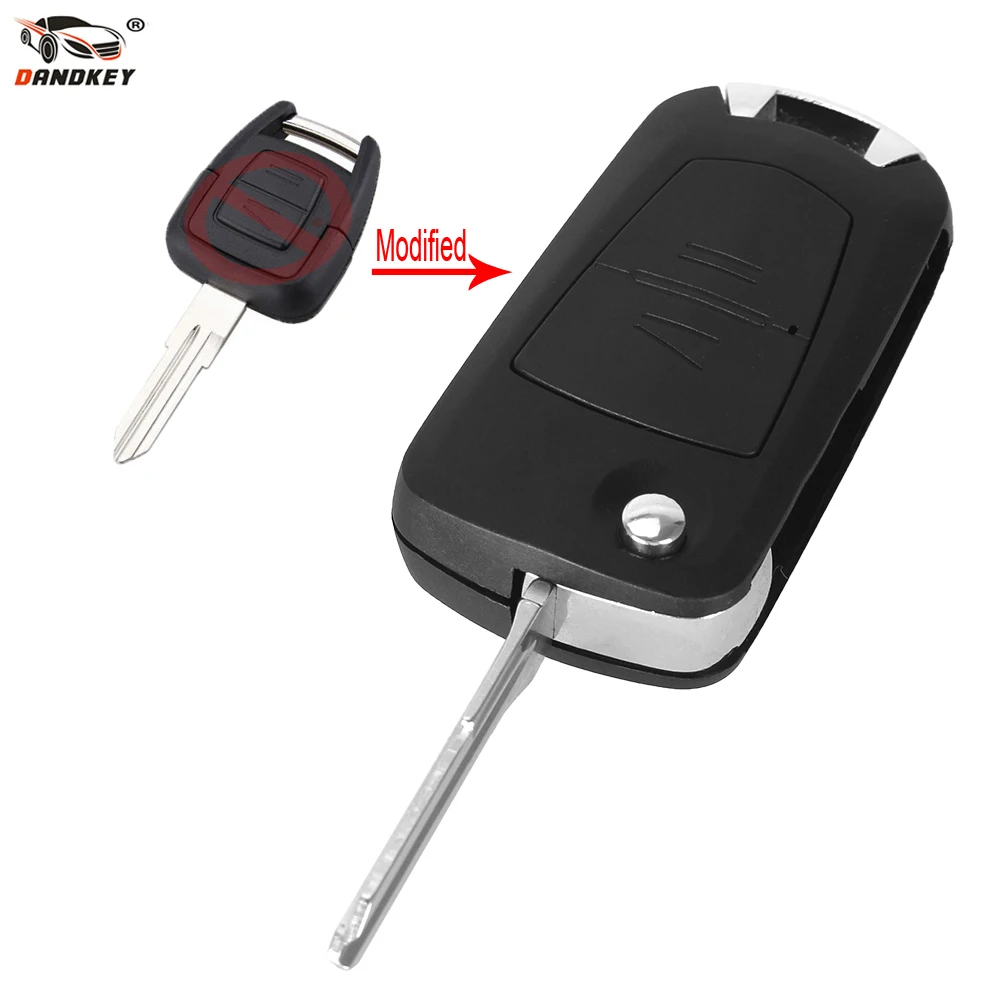 

DANDKEY Flip Remote Key Fob Case Uncut HU46 Blade For Vauxhall Opel Astra Vectra Zafira 2 Button