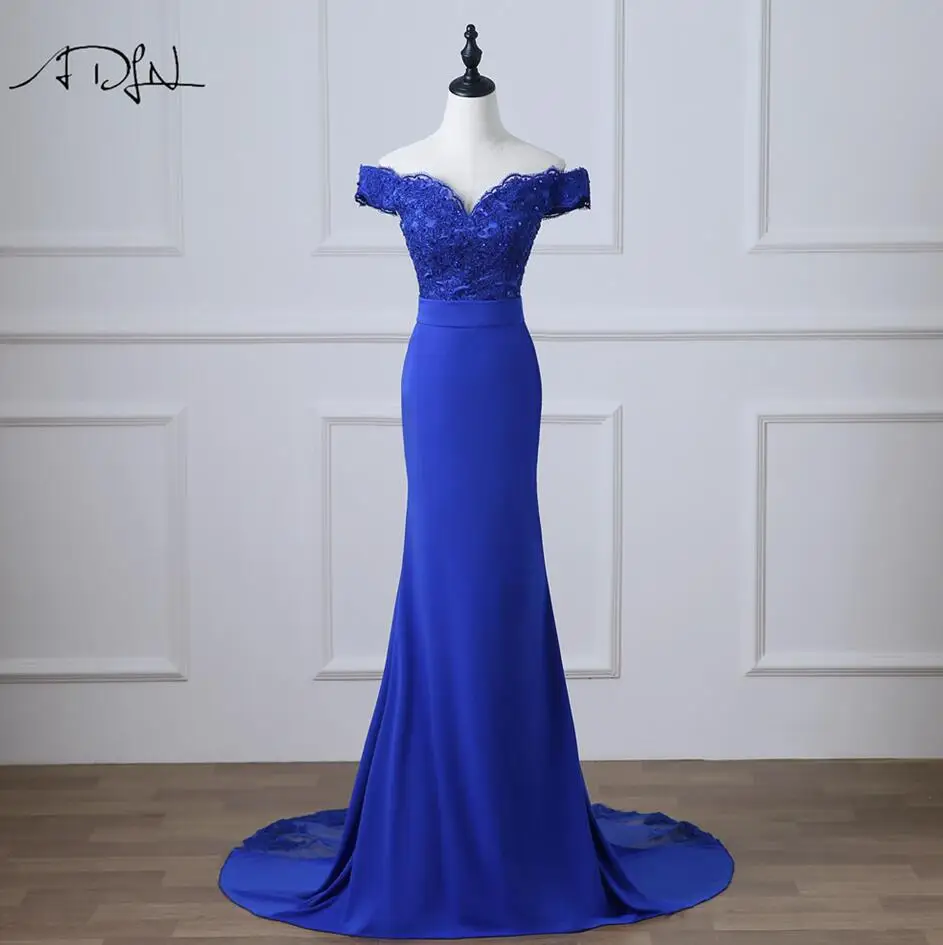 party gown for women ADLN Off-the-shoulder Royal Blue Evening Dress with Appliques Beaded Special Occasion Dress Robe de Soiree Mermaid Party Gown black formal gown Evening Dresses