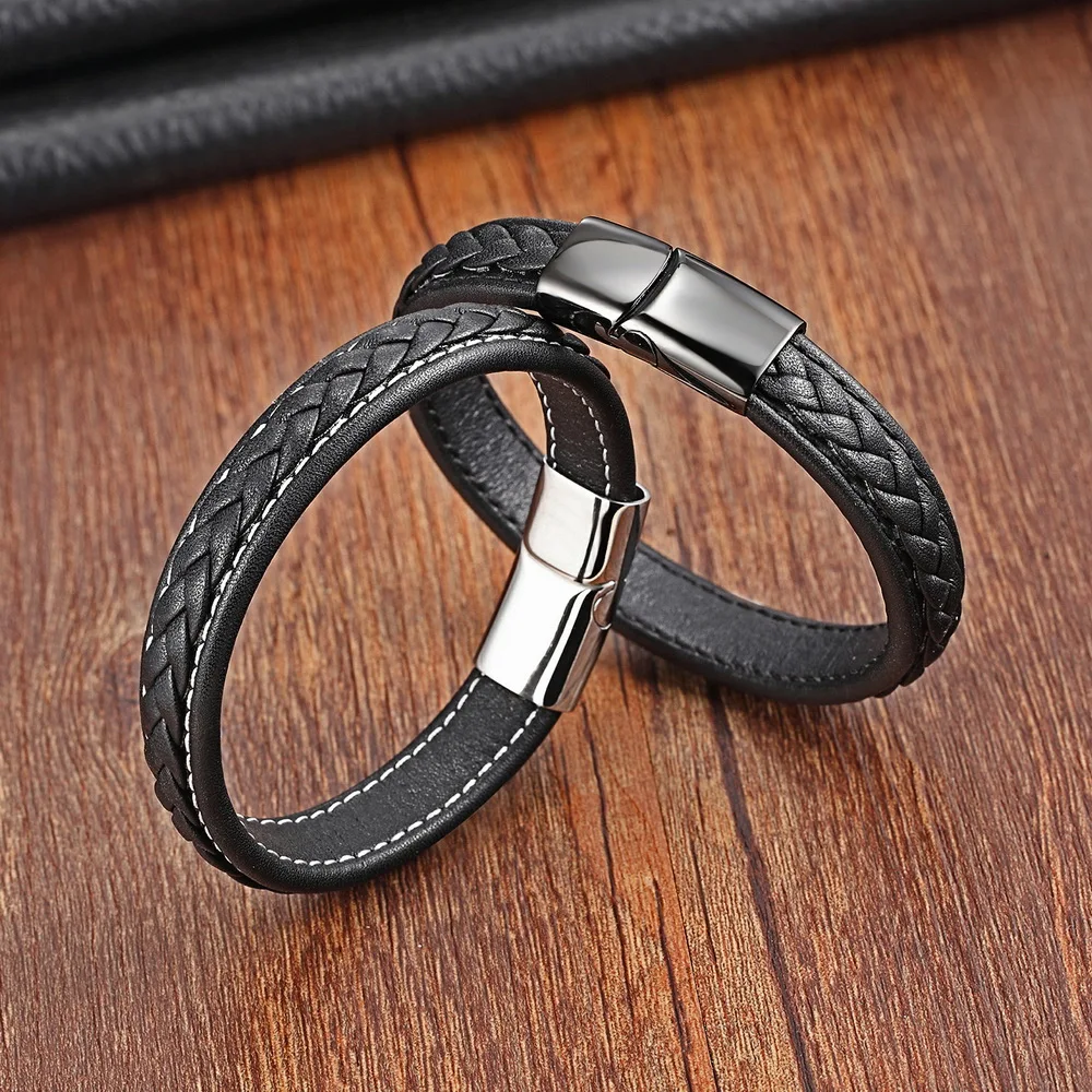 TYO Personality Braided Genuine Leather Bracelet & Bangle For Men 6 Colors For Choices Minimalist Design Accessories Jewelry
