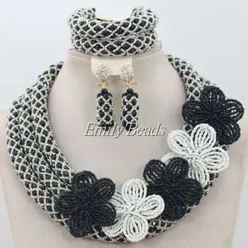 

Beautiful African Party Costume Jewellry Set Wedding Bridal Necklace Flowers Jewelry Set Crystal Beads Jewelry Set AIJ277