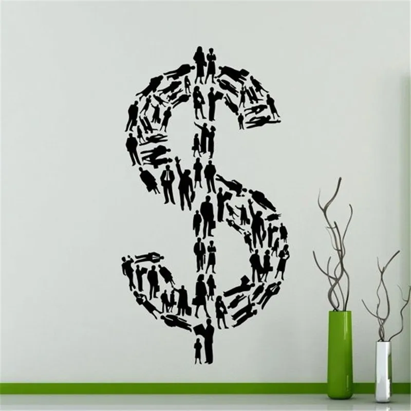 Businessman Dollar Sign Wall Decal Vinyl Wall Sticker Home Office Room