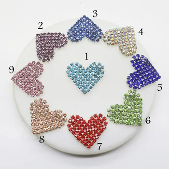 

ZMASEY Rhinestones Heart Buttons 25MM 5Pcs/pack color Diamond Heart Rhinestone Buttons Wedding Decor For Diy Hair Accessories