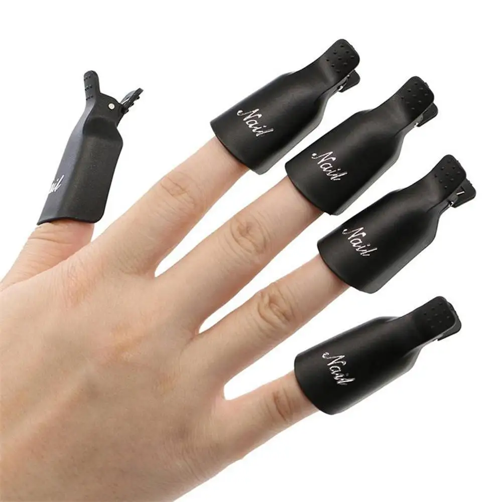 Дизайн ногтей замочить от крышки клип средство для снятия УФ гель-лака обертывание инструмент ногтей советы для пальцев маникюрный лак Soakers - Цвет: Черный