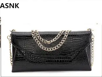 

ASNK brand Women handbag Crocodile Pattern Leather Shoulder Bag Evening Clutch Wallet Chain Messenger Bag