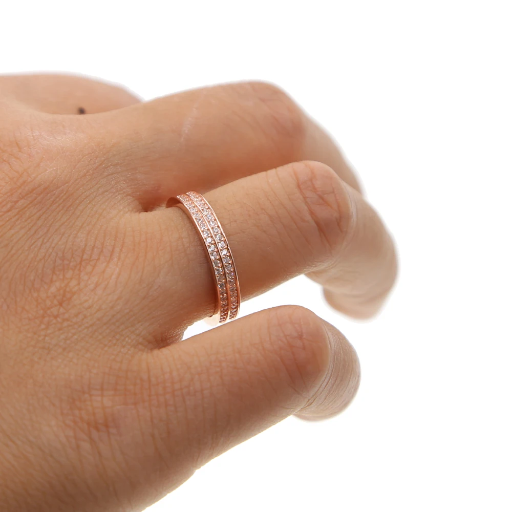 100% 925 Sterling Silver Stackable Ring Glittering Droplet Clear CZ