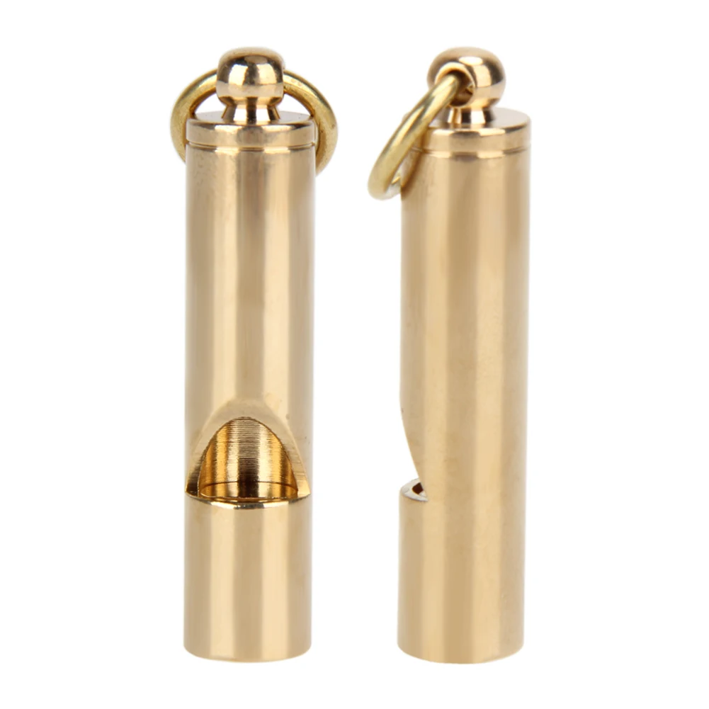 Brass Whistle Camping Hiking Travel Kit EDC Emergency Survival Aid Whistle Pendant Keychain Outdoor First Aid Tool Diameter 10MM