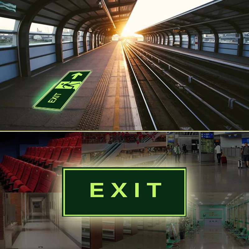 5pieces Luminous Tape Self-adhesive Glow In Dark Sticker For Exit Sign