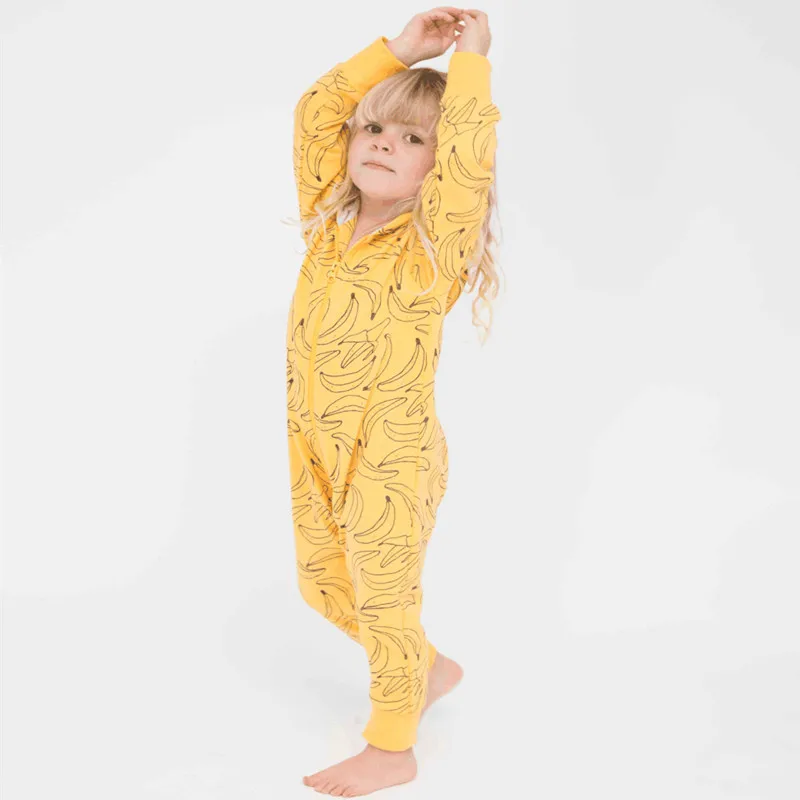 

1-5 Years Baby Romper Boys Girls Banana Luxury Cotton Jumpsuit Boys Causal Long Sleeve Hooded Outerwear Baby Clothes D0383