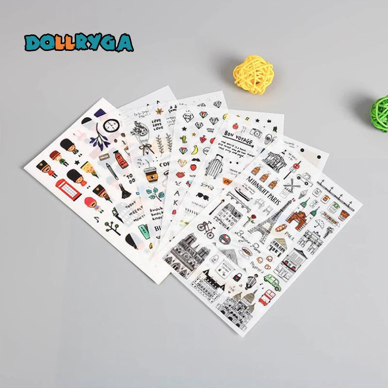 DOLLRYGA DIY наклейки детские наклейки игрушки мультипликационных животных шаблон самоклеющиеся прозрачные украшение дневника наклеивание 6