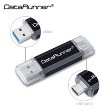 USB флеш-накопитель DataRunner type C 3,0, флеш-накопитель для мобильных устройств type-C, 16 ГБ, 32 ГБ, 64 ГБ, 128 ГБ, 256 ГБ, высокоскоростной флеш-накопитель 2 в 1 OTG