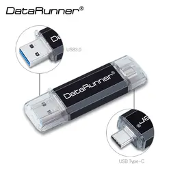 DataRunner высокое Скорость OTG карту флэш-памяти с интерфейсом usb двойной микро-usb stick 32 ГБ, 64 ГБ и 128 Гб флэш-накопитель флэш-диск для Тип-C