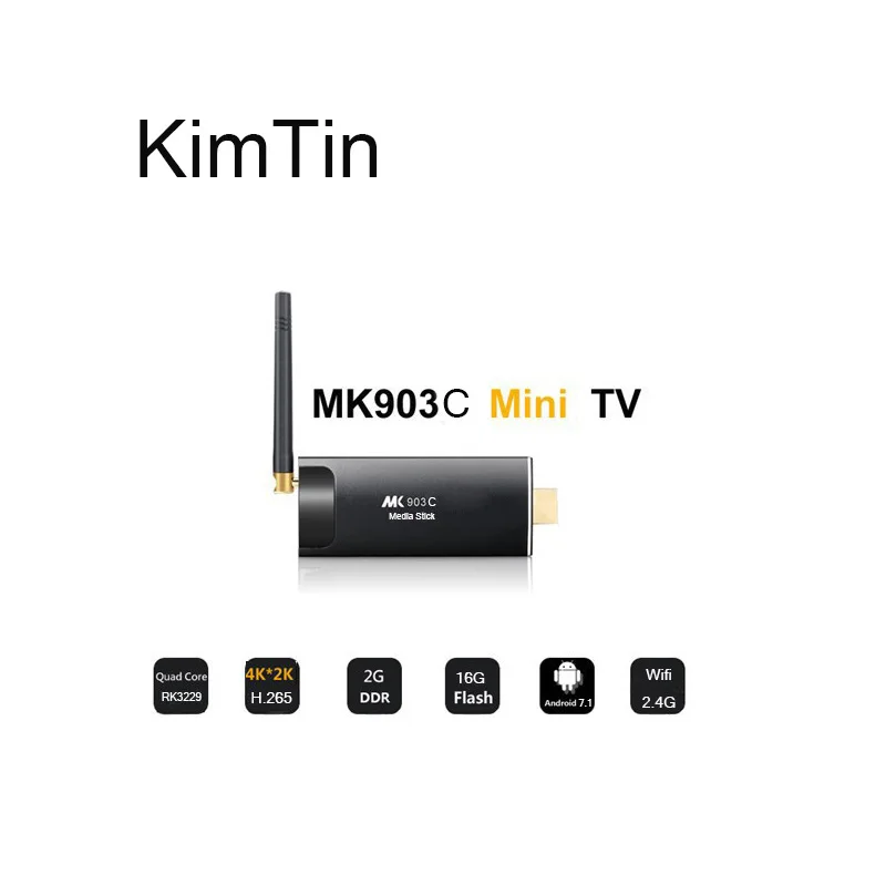 KimTin MK903C Android ТВ палка RK3229 4 ядра, 2 Гб оперативной памяти, 16 Гб встроенной памяти, OS 7,1 4K wifi tv ключ Miracast ТВ плеер Смарт мира Экран мини-ПК