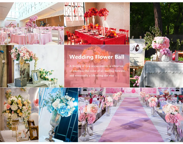 Flone 35cm Artificial Rose Peony Hydrangea Flower Ball Fake Flower Ball Simulation Silk Flower Wedding Party Decor Flower Ball (23)