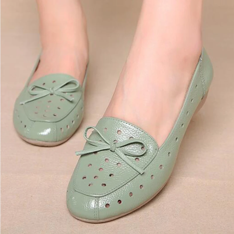 

2019 bow Flower Spring Shoes Woman Lace-Up Women Flats Genuine Cow Leather Female Loafers Moccasins Ladies Shoes dd090