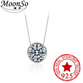 

christmas 925 Sterling Silver Round CZ Fashion Necklace With Pendant for Women Party Jewelry 2016 New LX3307S