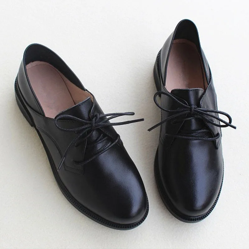 Femelle 1 Dames Noir Cuir Chaussures Véritable Up 8007 Femmes Black En Oxford Lace Printemps Plates ZCPnwq