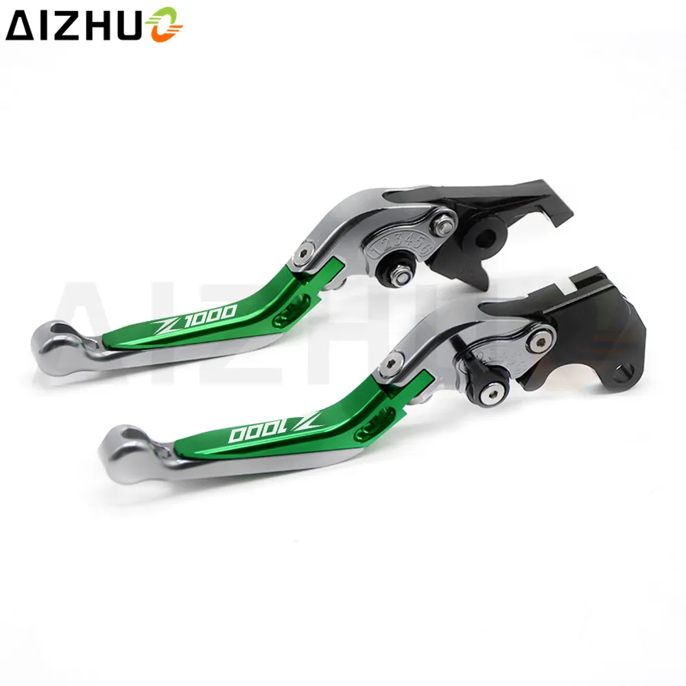 CNC Motorcycle Clutch Brake Lever Aluminum Adjustable Extendable Brake Clutch Lever Z1000 LOGO For Kawasaki Z1000 2003-2006