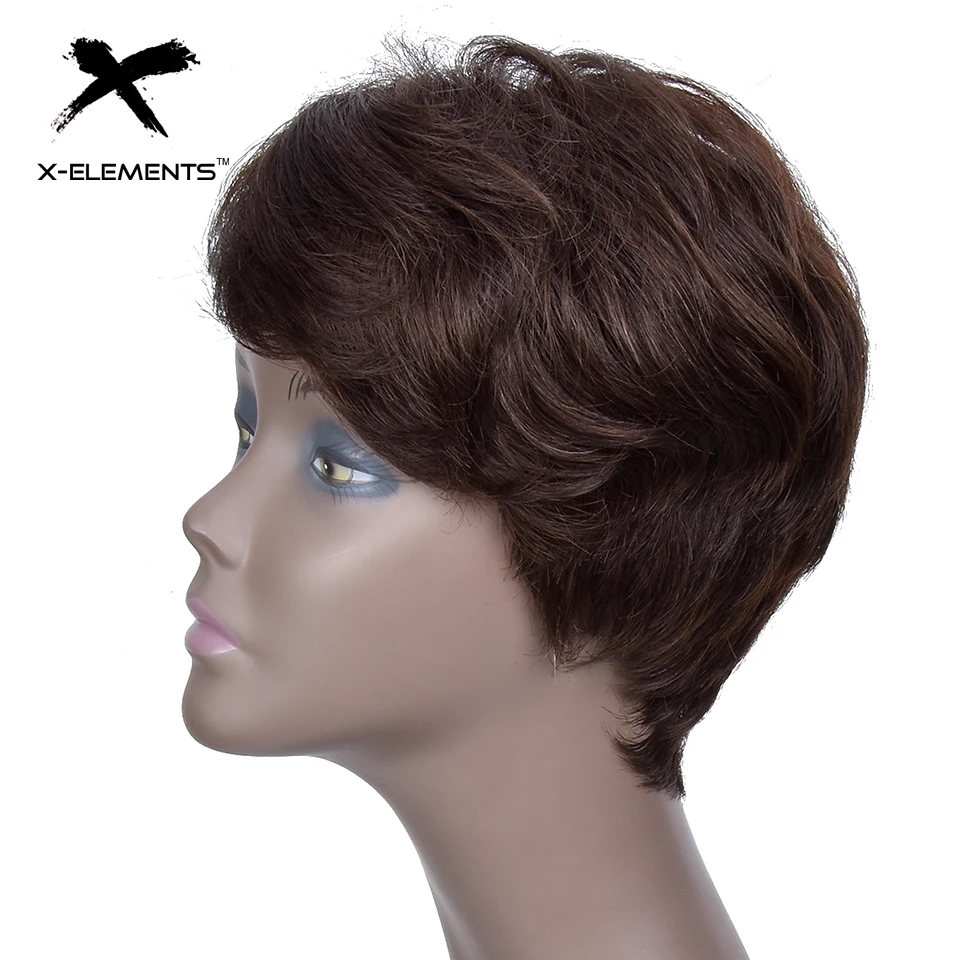 X-Elements Peruvian Short Human Hair Wigs With Bangs H.VERA Non-Remy Machine Made Natural Wave Hair Wigs For Women No Smell (5)