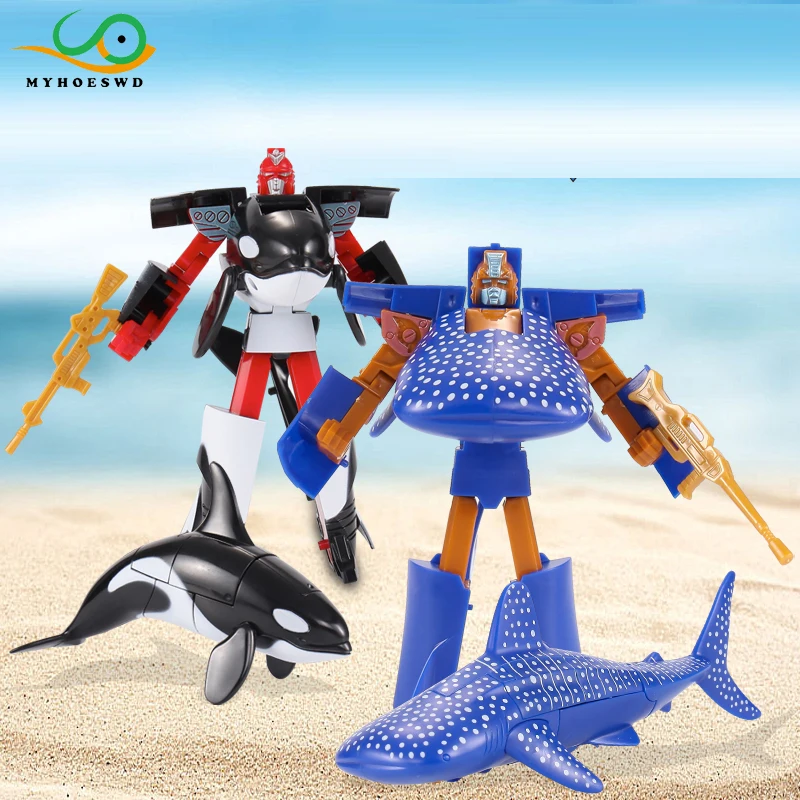 

MYHOESWD Shark Animal Deformation Robot Toys Kids Boys Educational Toys Assembly Robot Action Figures Toy For Christmas Gifts